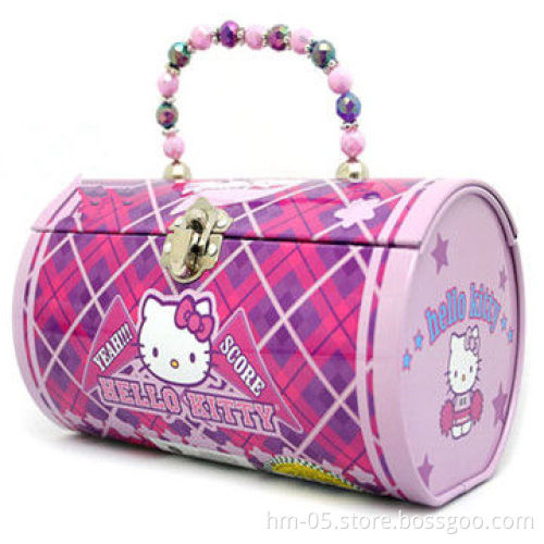 Tin Box with Plastic Handle and Lock, for School Kid, 0.2-0.4mm Thickness